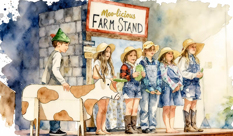 home schooled kids preforming a school play