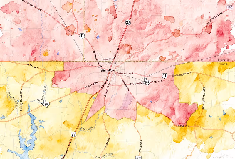Opportunity Zone map for Winnsboro, Tx