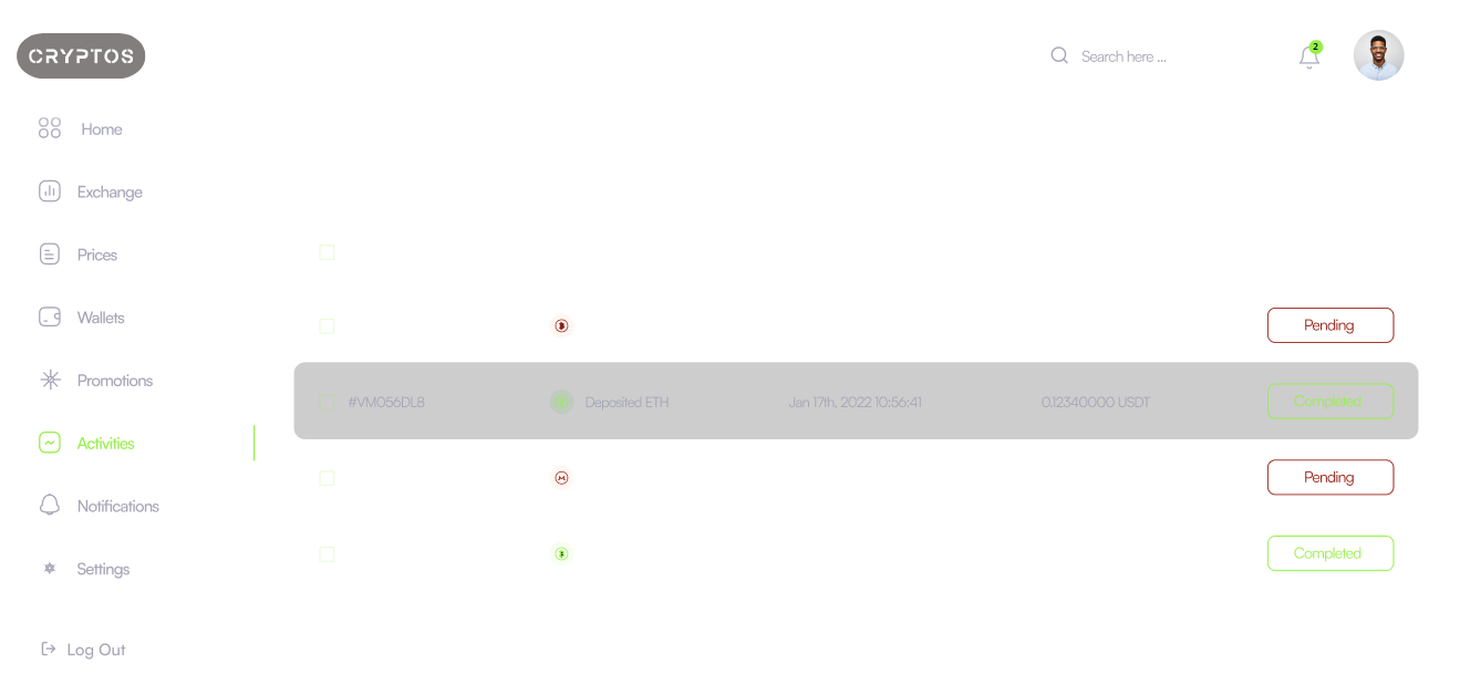 Image of the cryptos dashboard