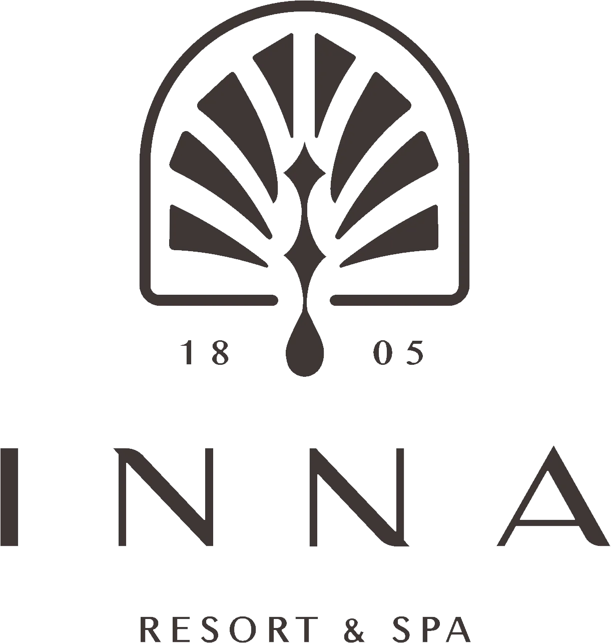 Logo of INNA Resort & Spa featuring a stylized fan and peacock feather design with the numbers 14 and 03.