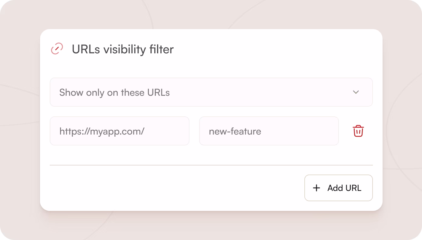 URL visibility filter for feedback widget