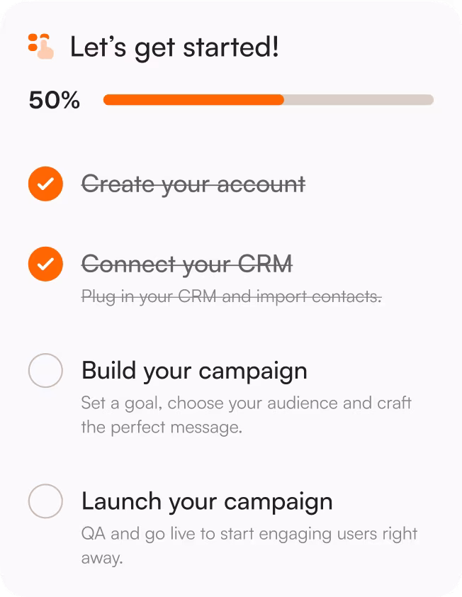 In app onboarding checklist