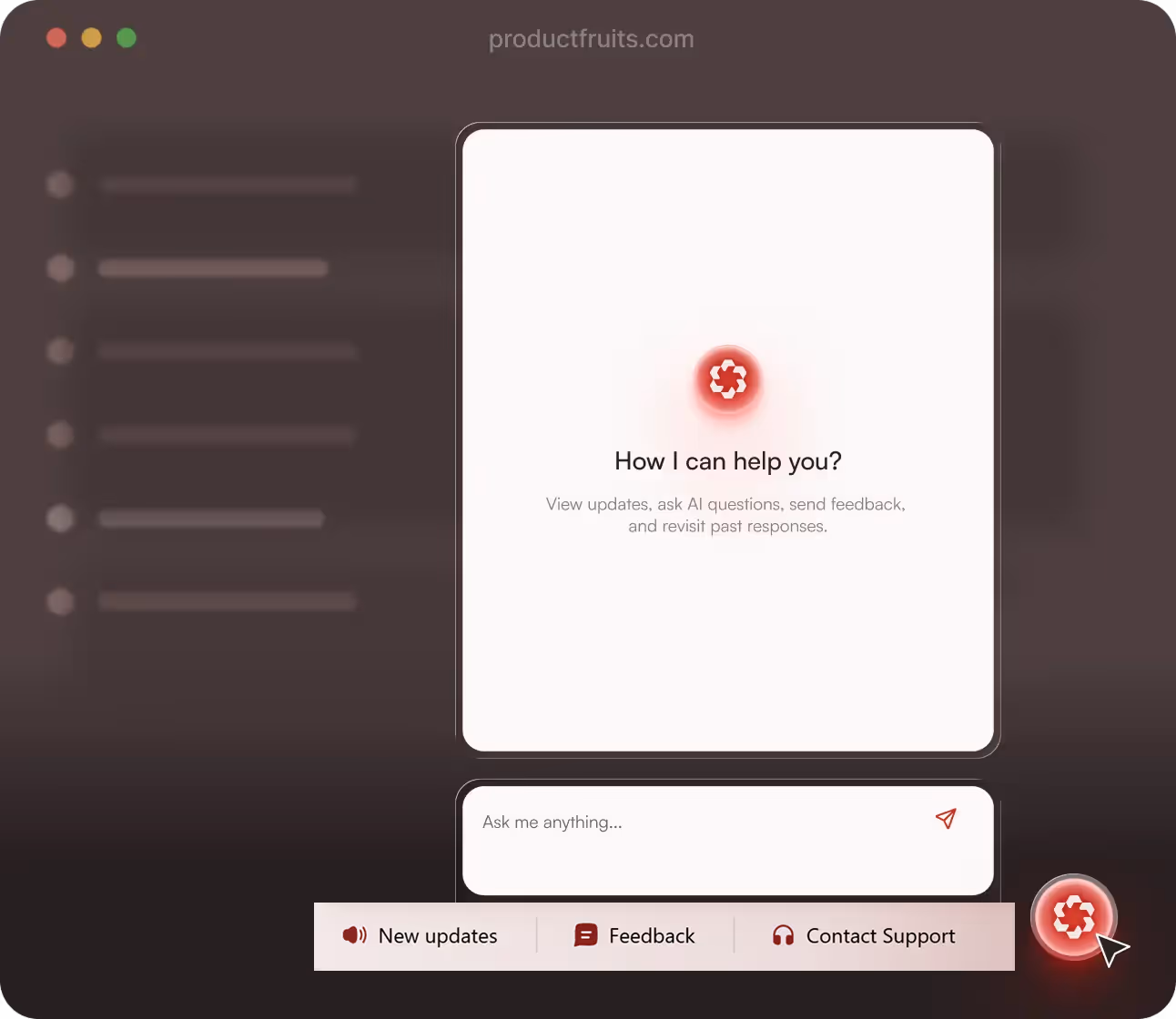 Welcome tour in Flown application