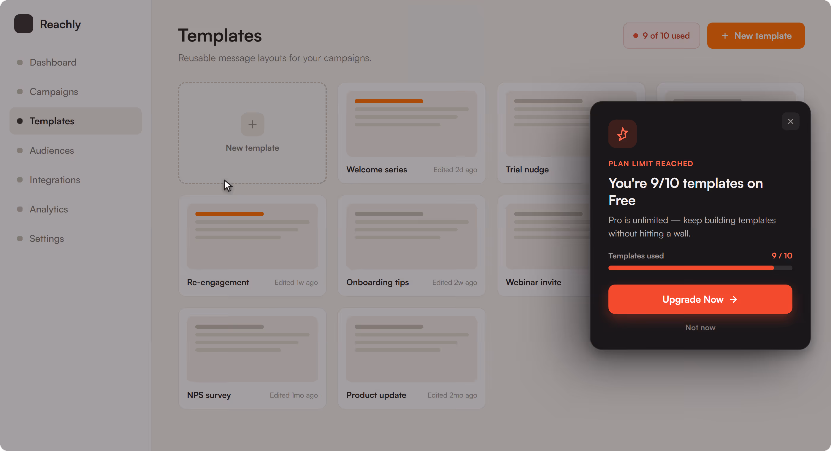 Pop up for trial conversion