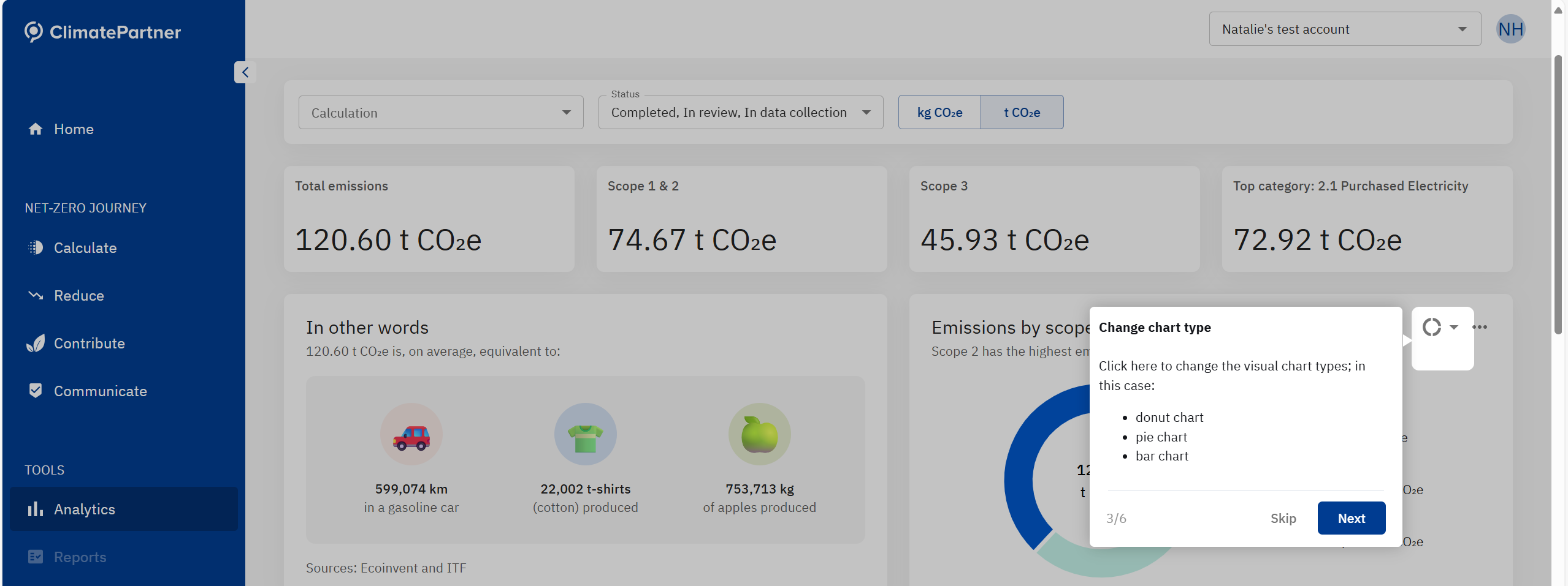 Product tour explaining a feature