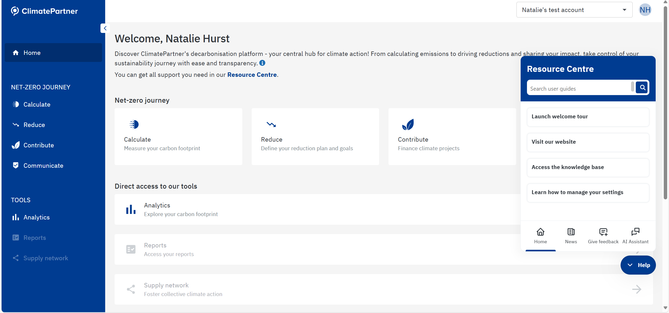 Life Ring Button in ClimatePartner app