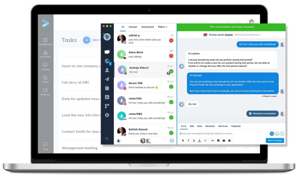 laptop with chat feature on it