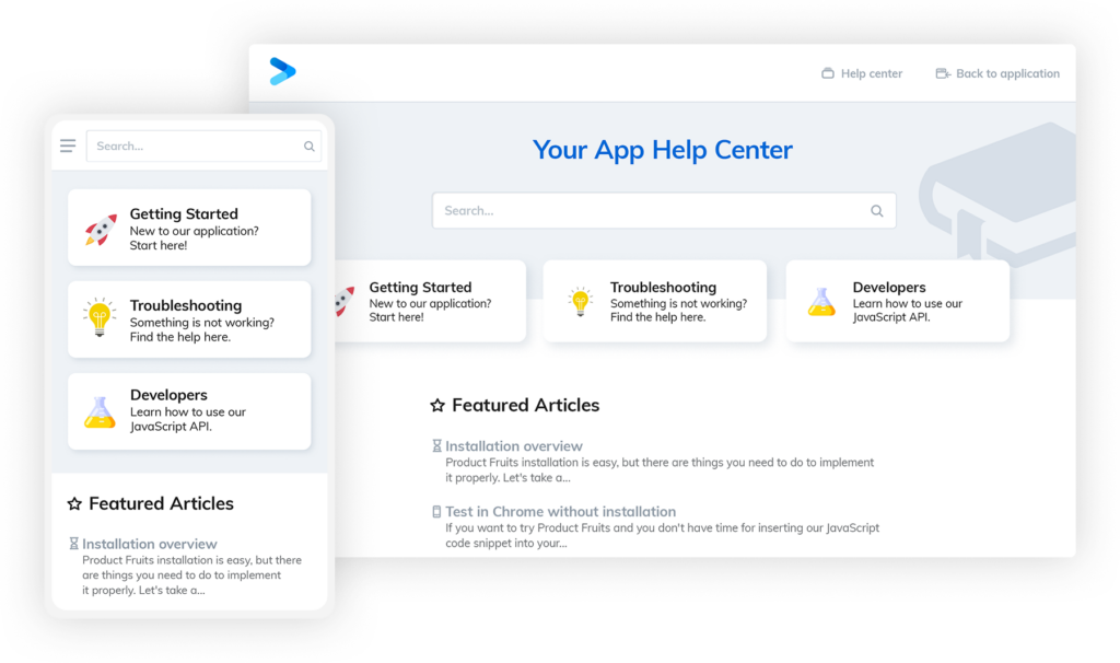 Knowledge base screenshot of Product Fruits and what it offers