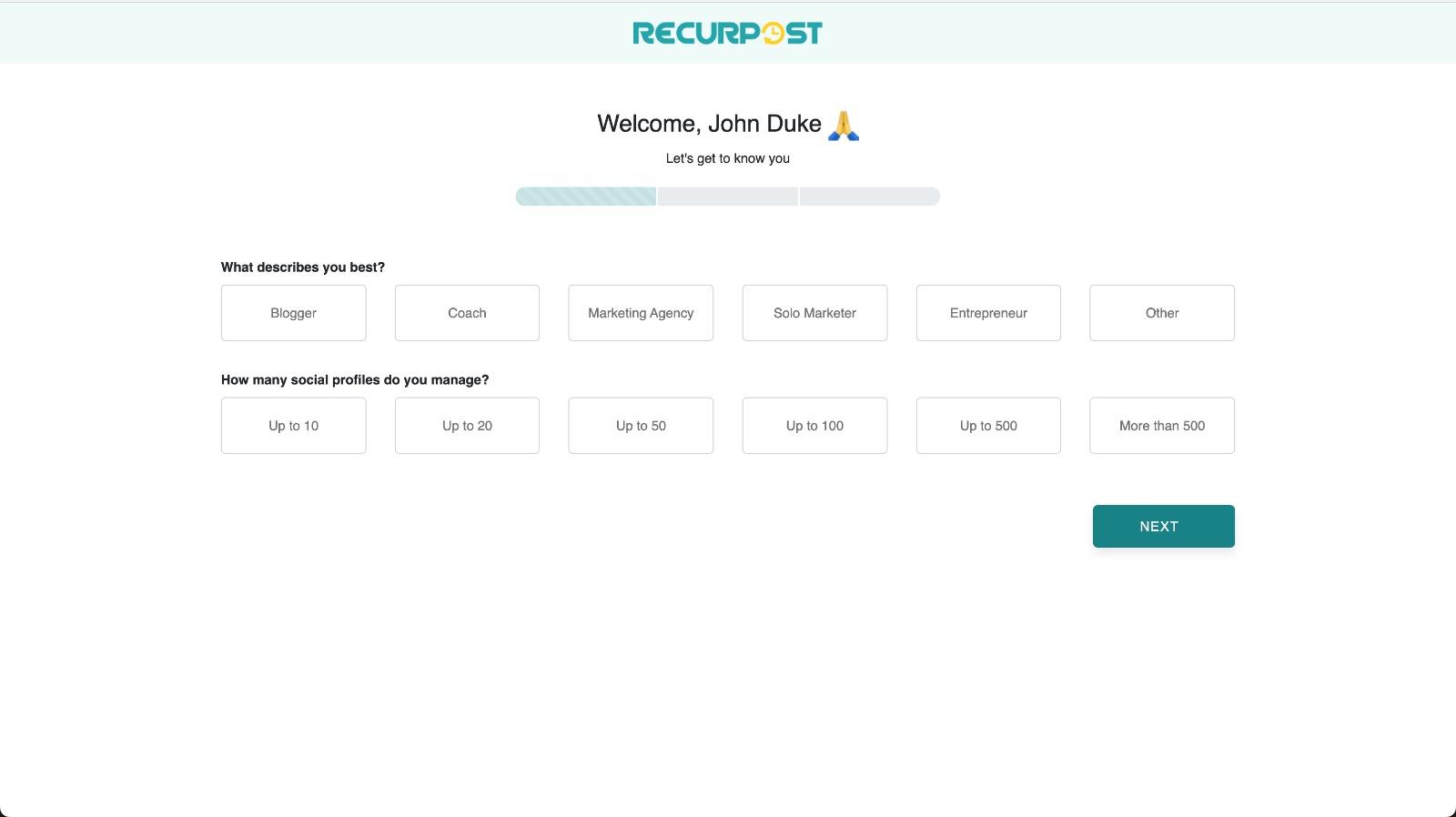 screenshot example of recurpost segmentation