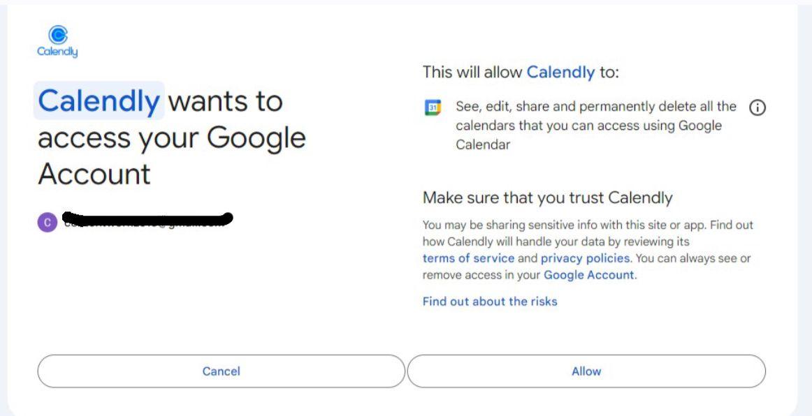 Onboarding integration with calendly sccreenshor