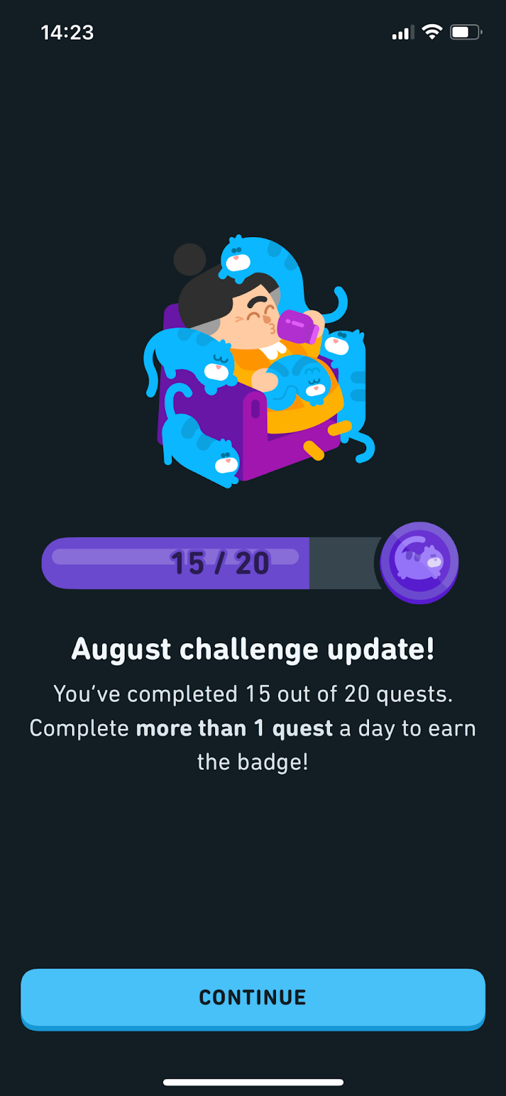 Duolingo screenshot example of gamification