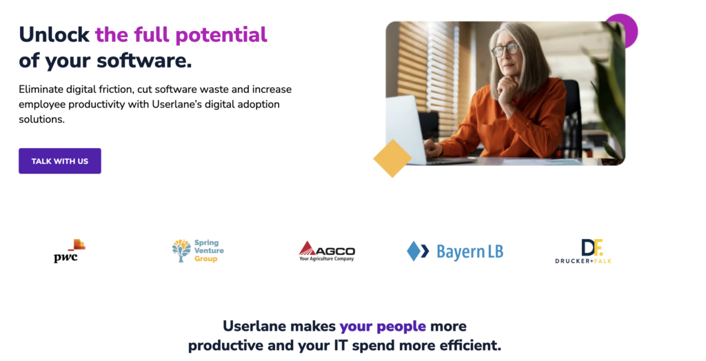 Userlane screenshot of main page