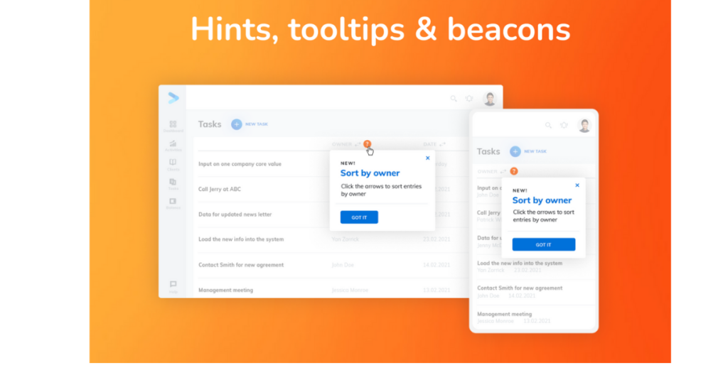 hints, tooltips, and flashing beacon screenshot