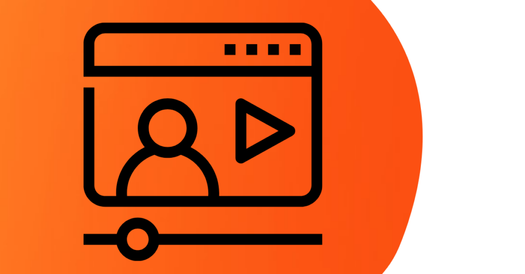 video tutorial icon and orange background