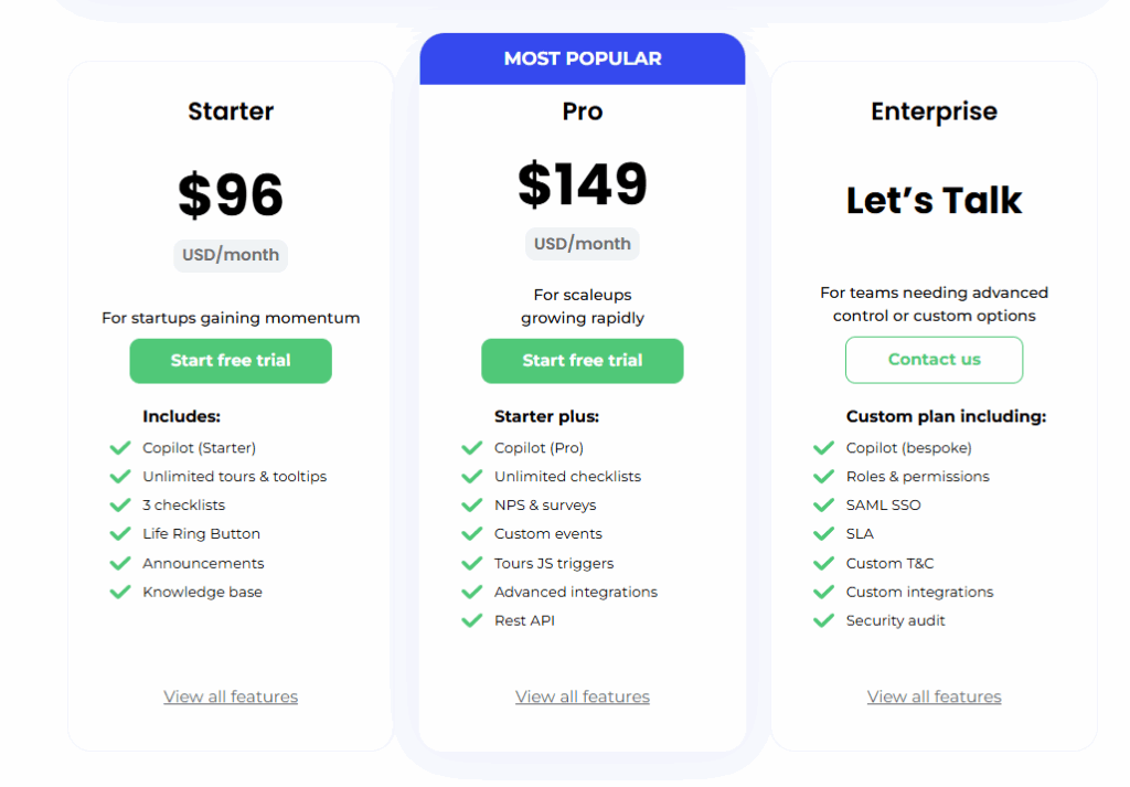 Best Product Tour Software 2025 - Product Fruits Pricing