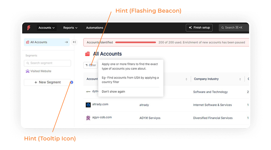 Hints in Factors.ai application