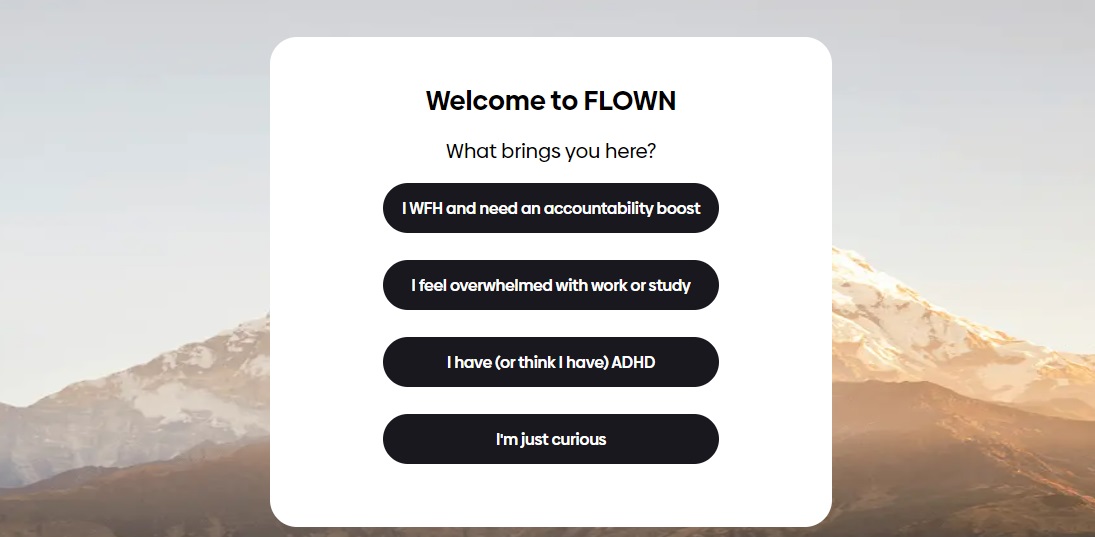 Onboarding survey in Flown app