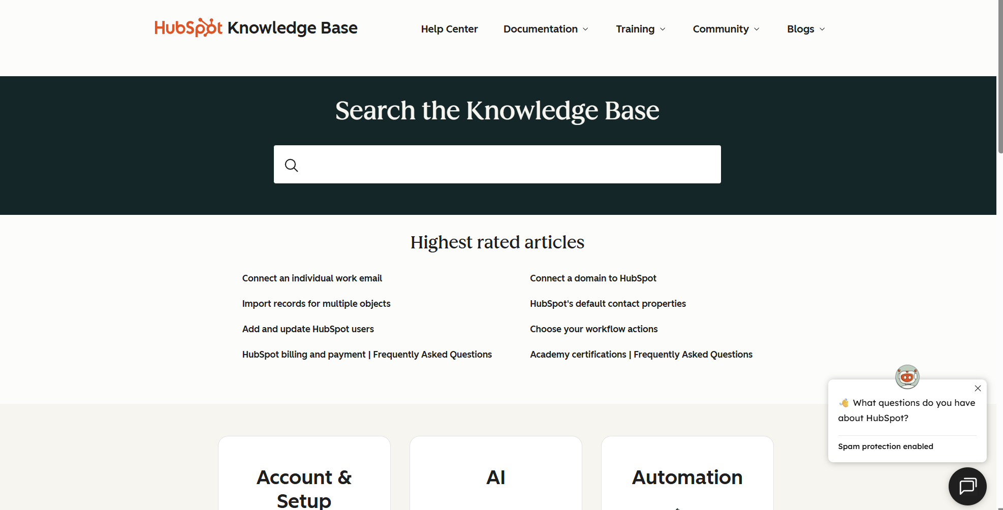 Hubspot knowledge base