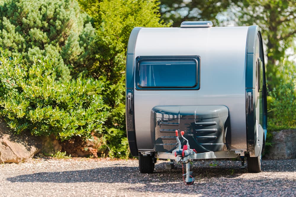 camper trailer parked in open space
