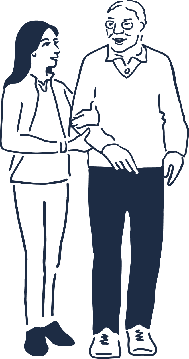 Care manager conversing with senior man, providing ongoing support and guidance.