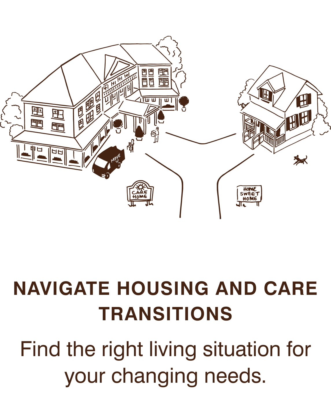 Elderly person transitioning from care facility to home, representing aging-in-place housing options.