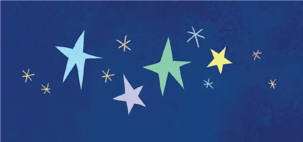 Illustration of stars in front of a blue background