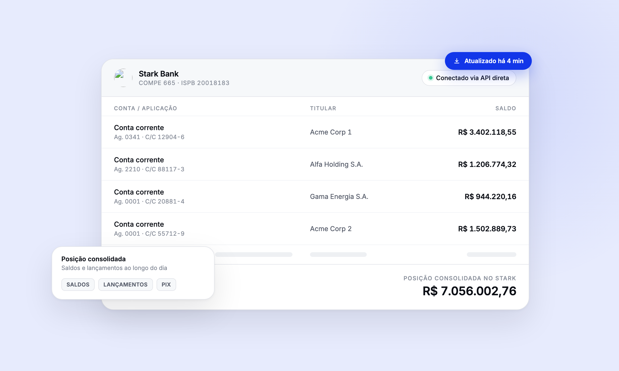 Integração Stark Bank para tesouraria