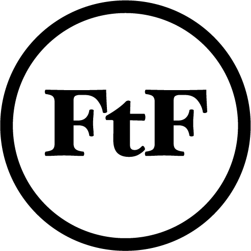 Black letters FtF inside a thick black circle on white background.
