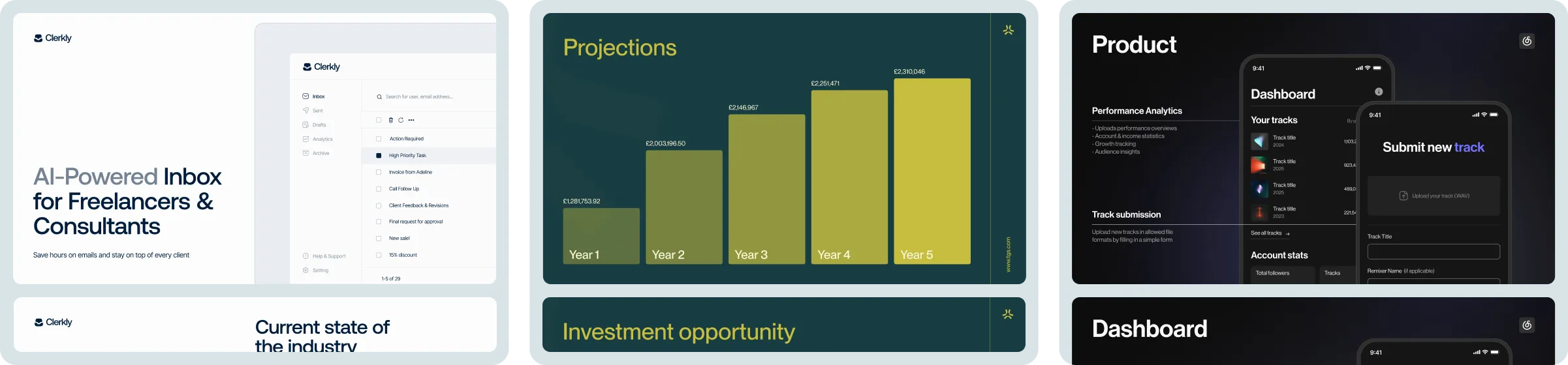 Pitch deck design screens