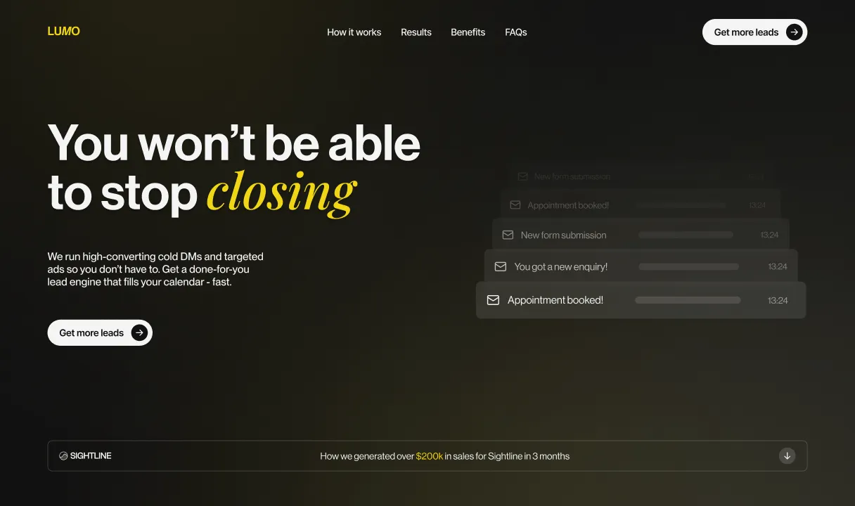 Marketing landing page hero section design