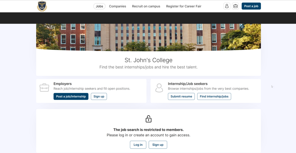 St. John's College job board