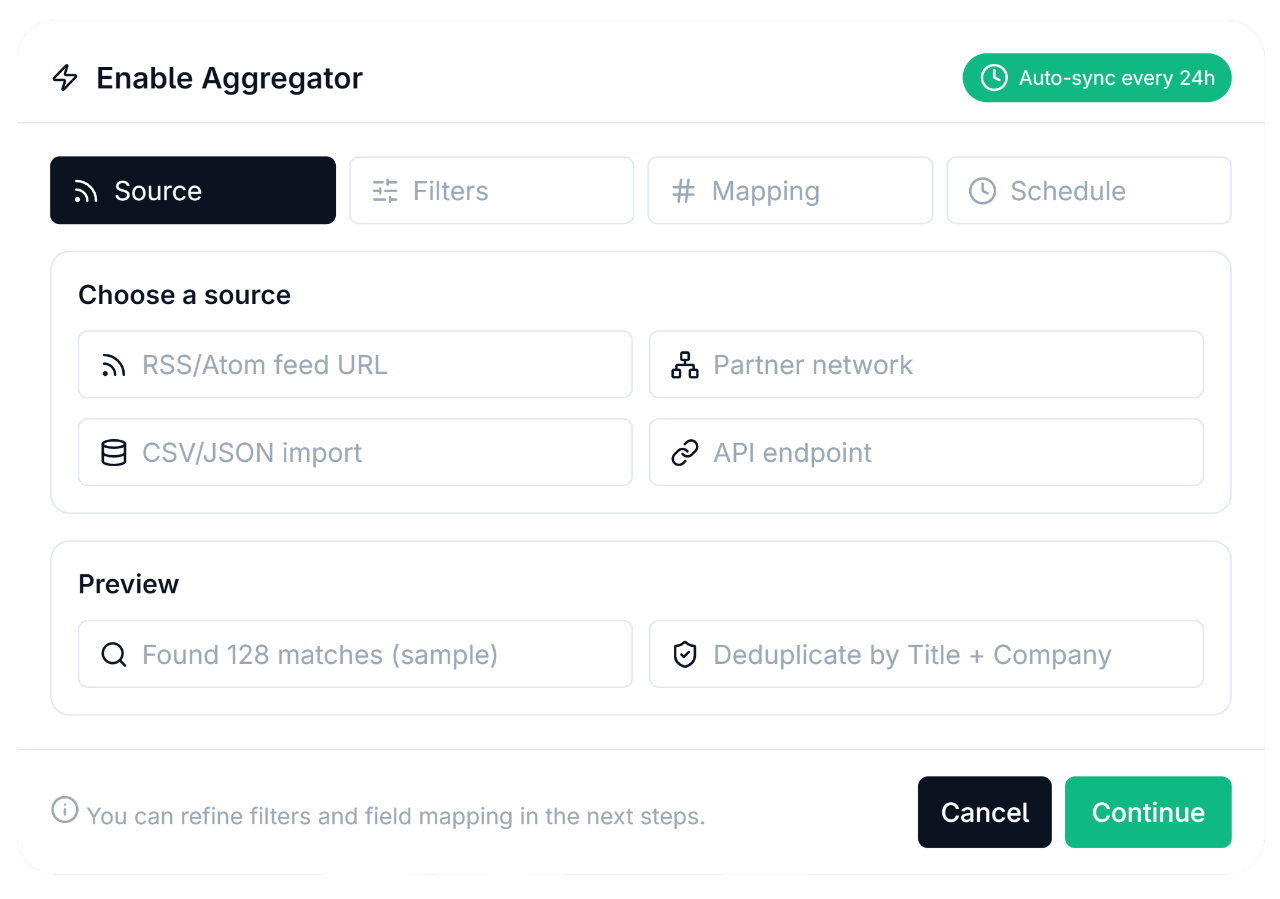 built-in job aggregator