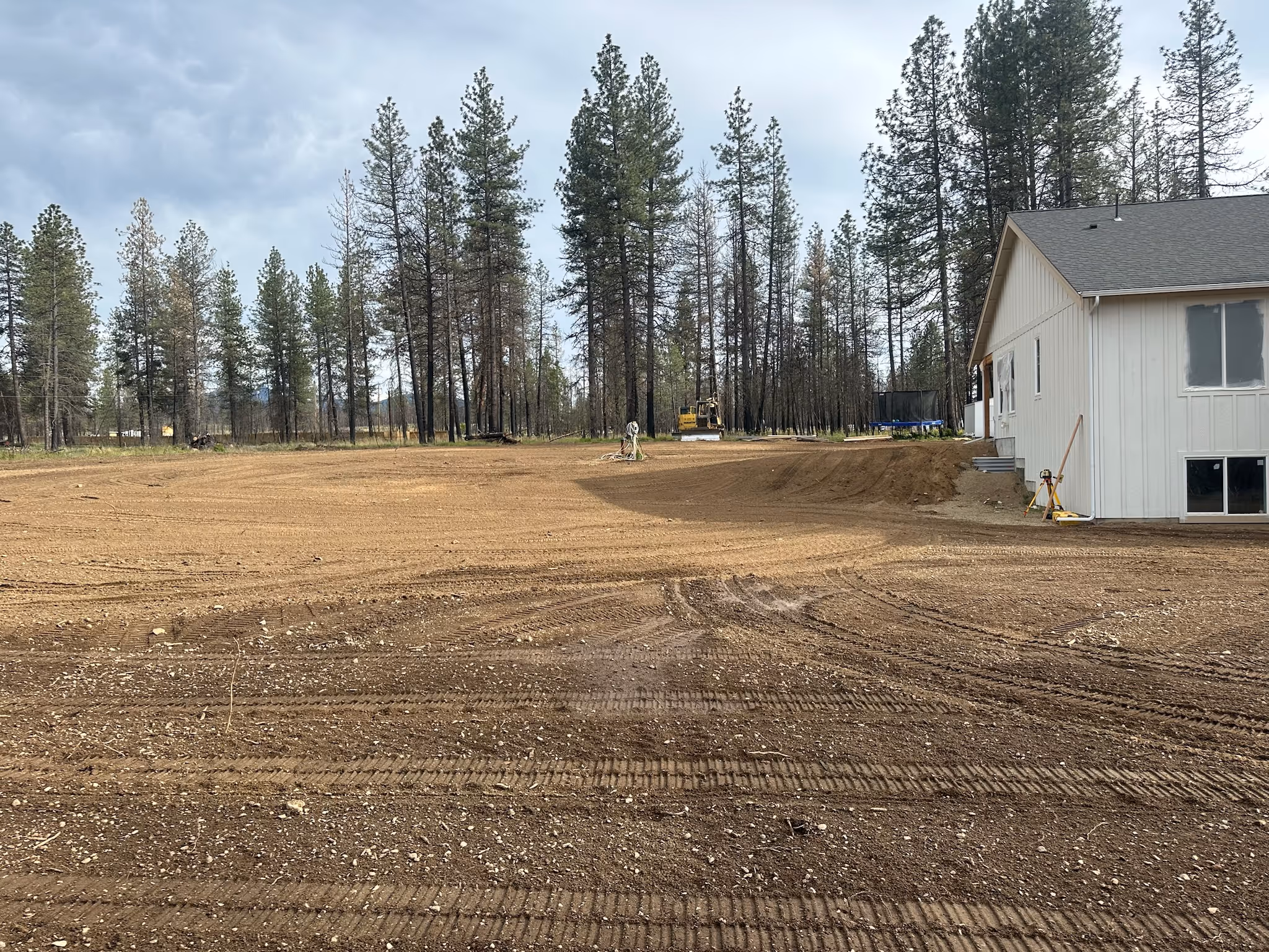 A recently graded residential yard.