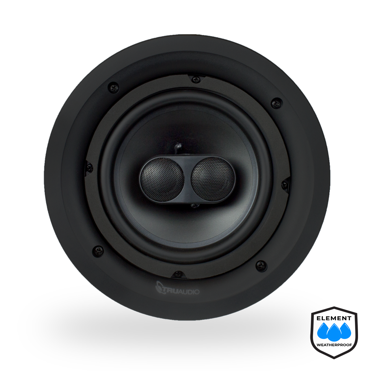 6.5" In-Ceiling Frameless Speaker with Dual Silk Tweeters, Weatherproof Treatment