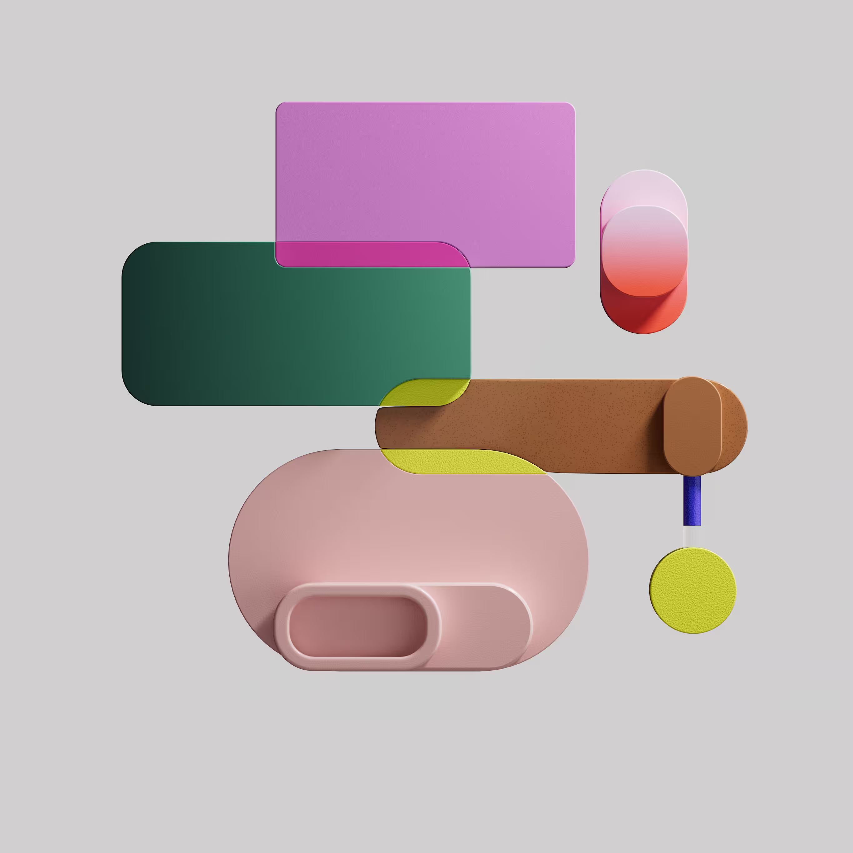 3D render of colorful abstract shapes.