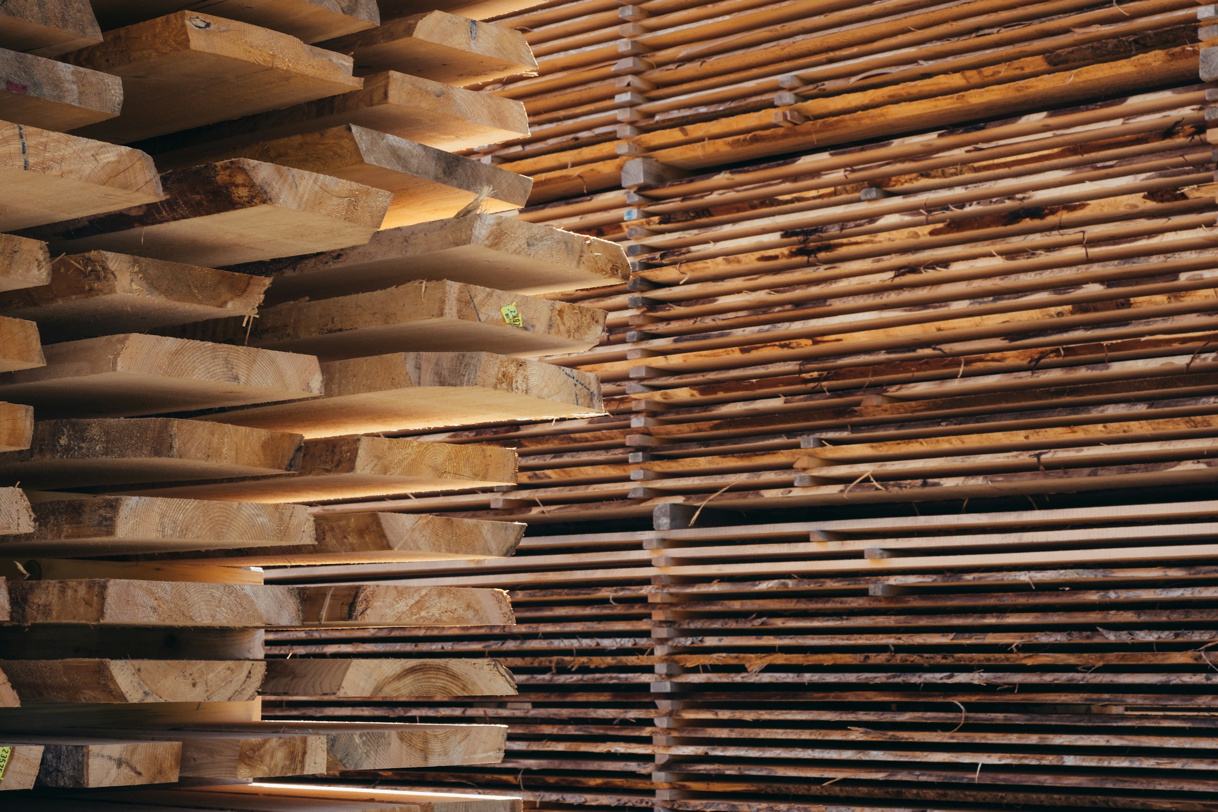 Stack of rough cut lumber