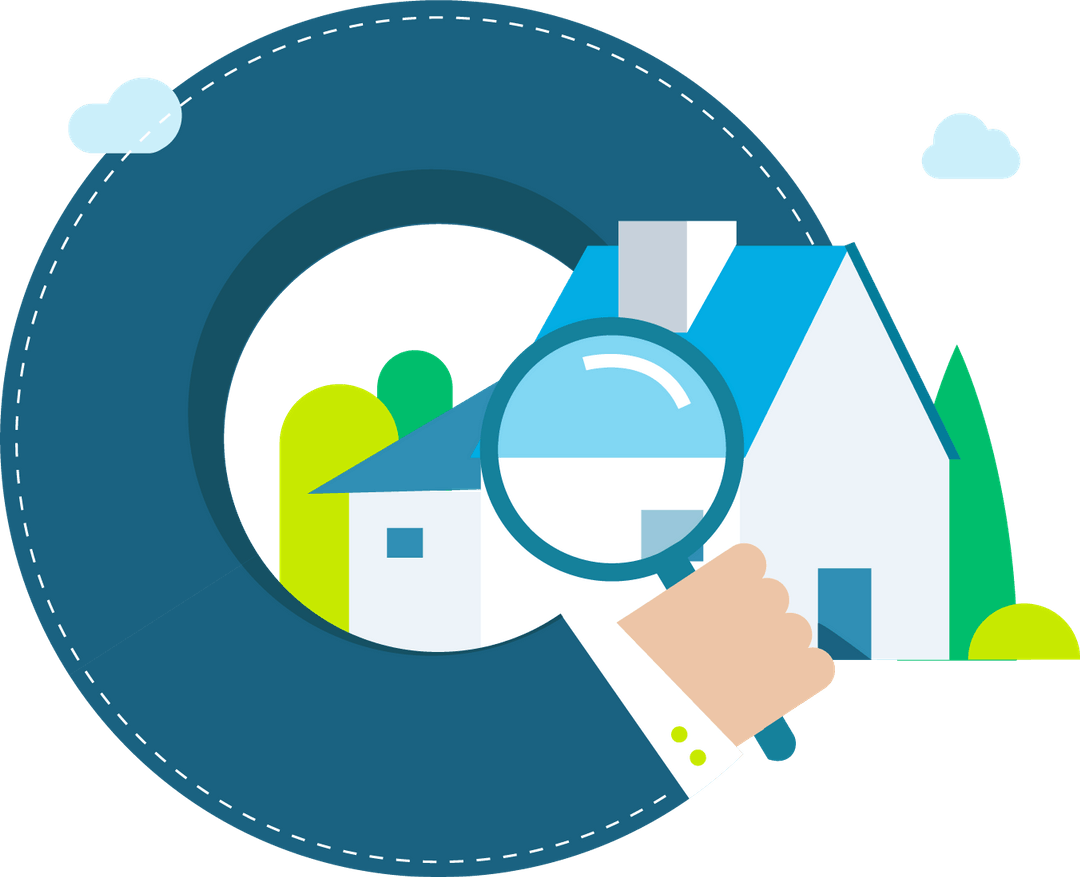 graphic of a magnifying glass on a house