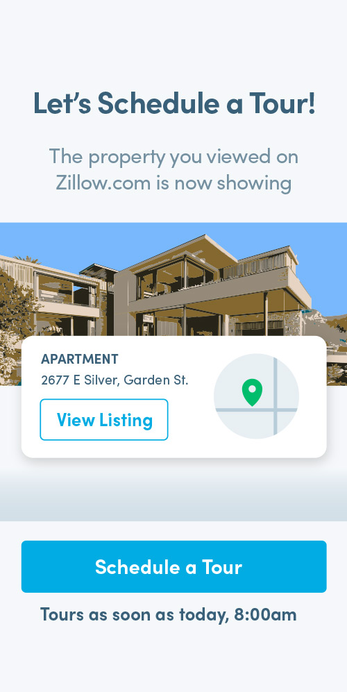 Showdigs tour scheduling mockup on phone