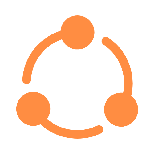 orange icon of three dots with tails