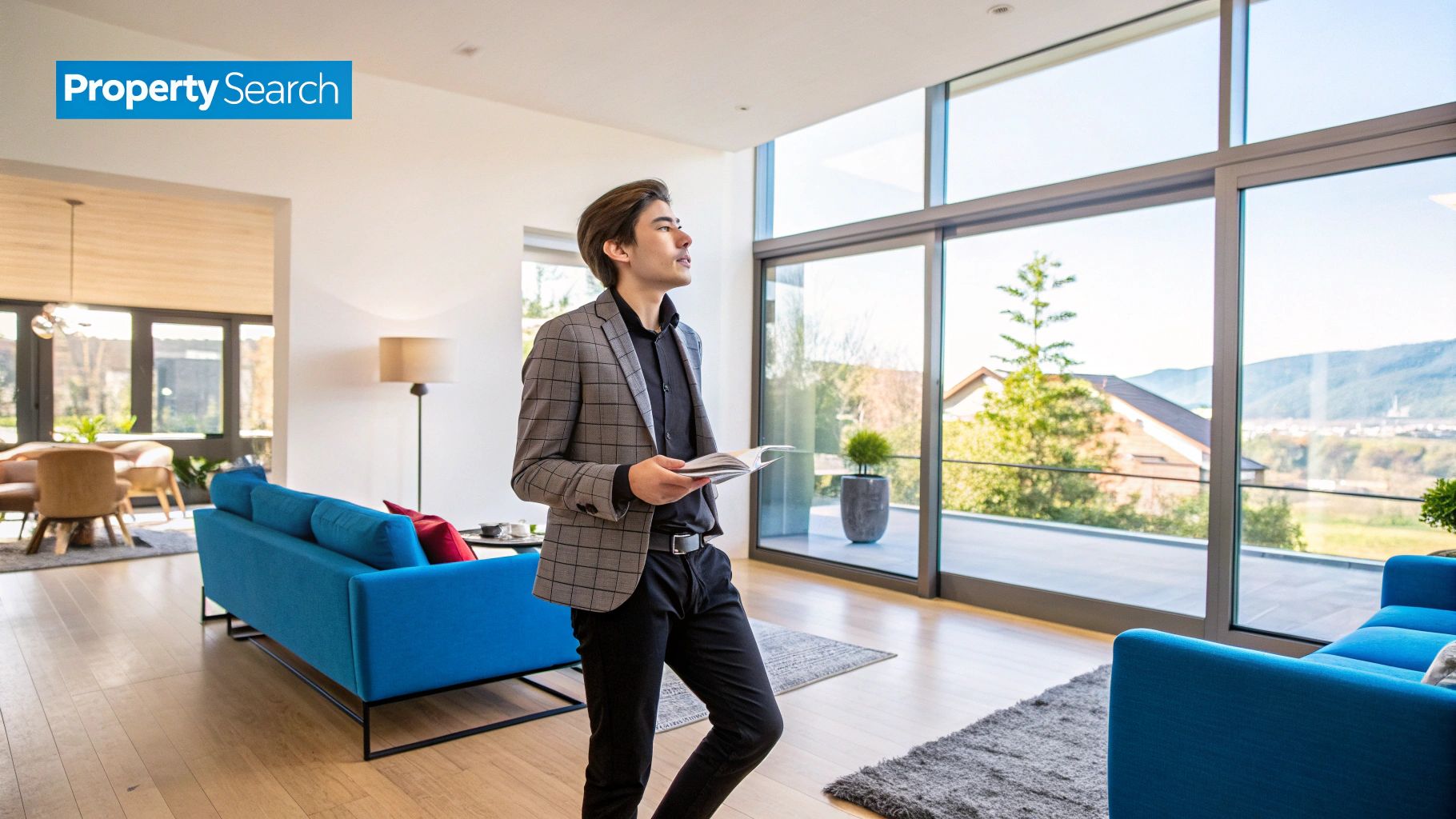 Two people shaking hands over a lease agreement on a wooden table.