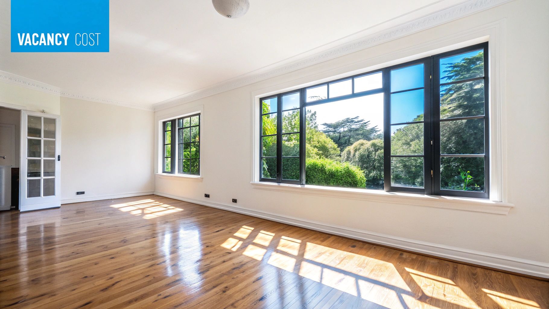 A modern apartment building with balconies and large windows, symbolizing a rental property