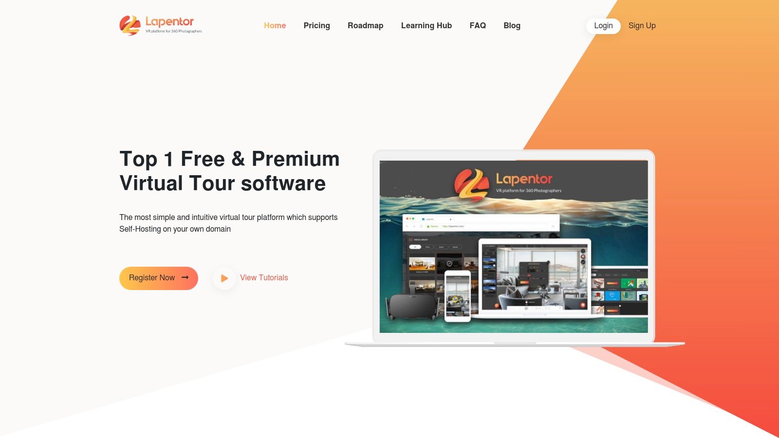 Lapentor platform interface showing a virtual tour editor