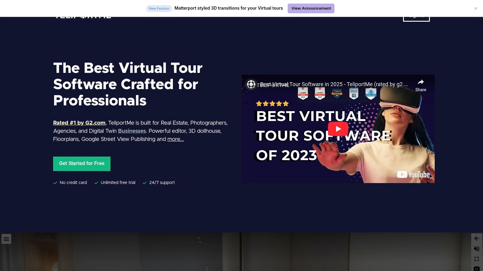 TeliportMe platform showcasing a 360-degree tour