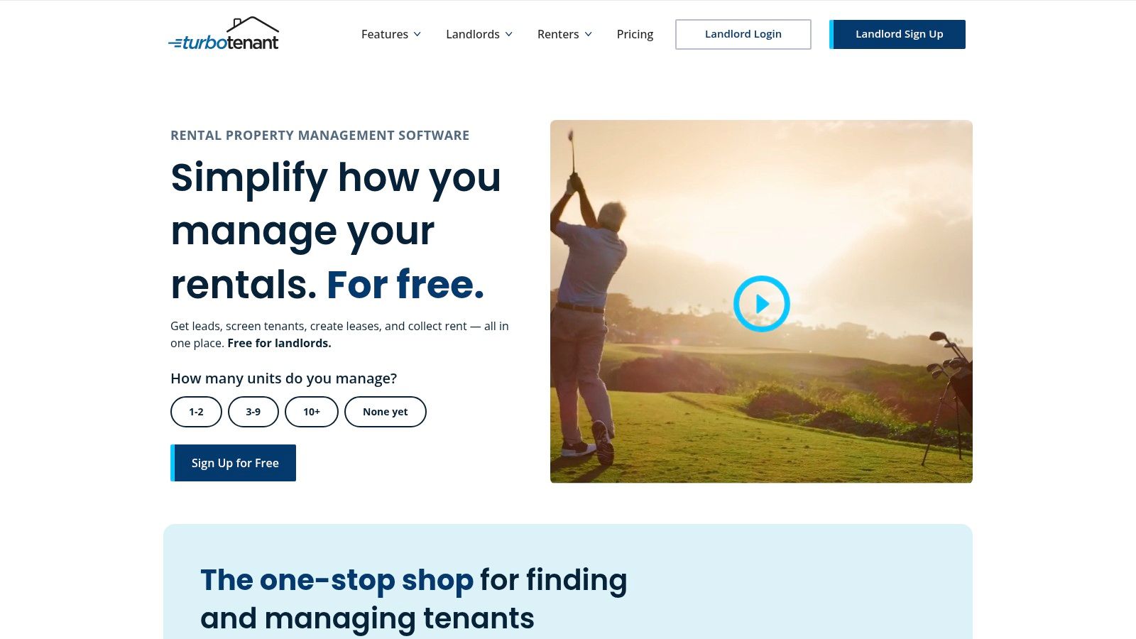 TurboTenant dashboard showing rental properties and tenant applications.