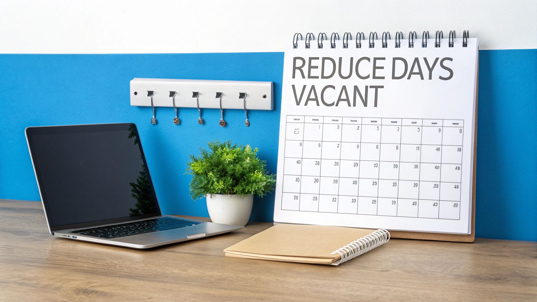 A modern desk with a laptop displaying an online leasing application, symbolizing efficiency in property management.