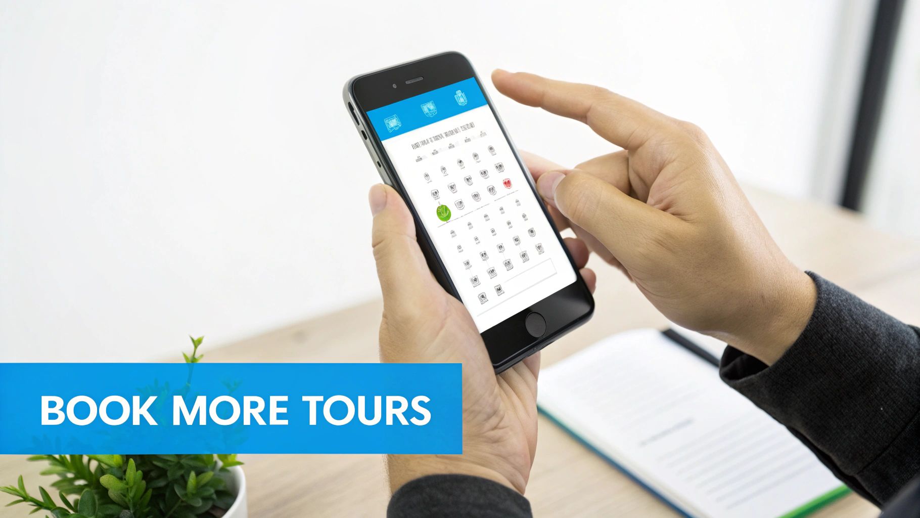 A magnifying glass focusing on a line of people, symbolizing lead conversion and analysis.