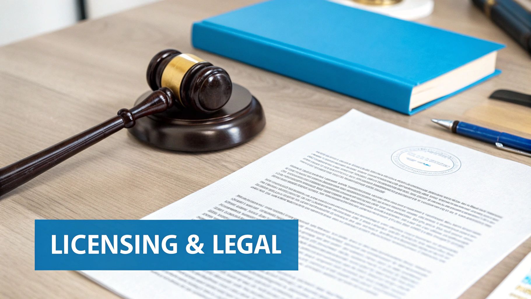 Legal documents and a calculator on a desk, representing the financial and legal setup of a a property management company.