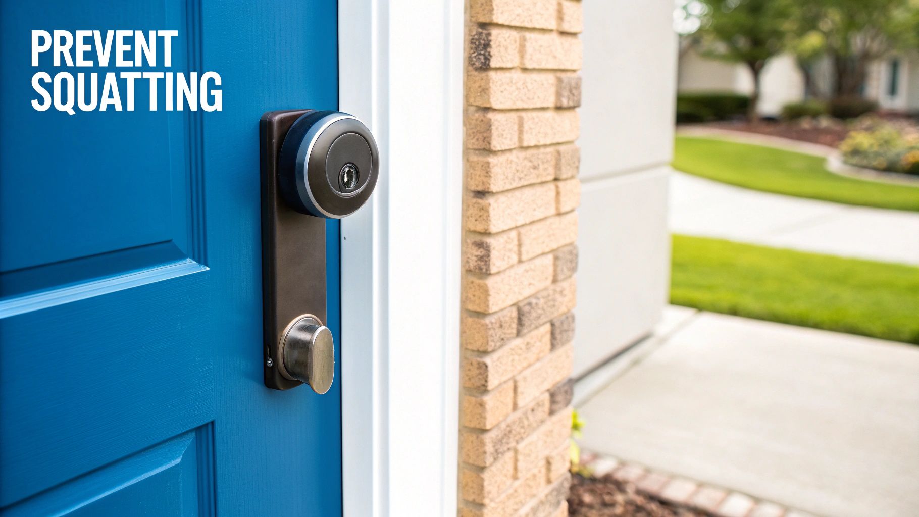 A securely locked gate with a 'No Trespassing' sign clearly visible, indicating proactive property security.