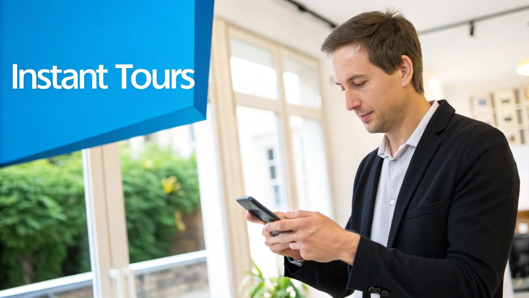 A screenshot of the Showdigs platform interface, showing a clean dashboard with tour scheduling, agent management, and property listing features.