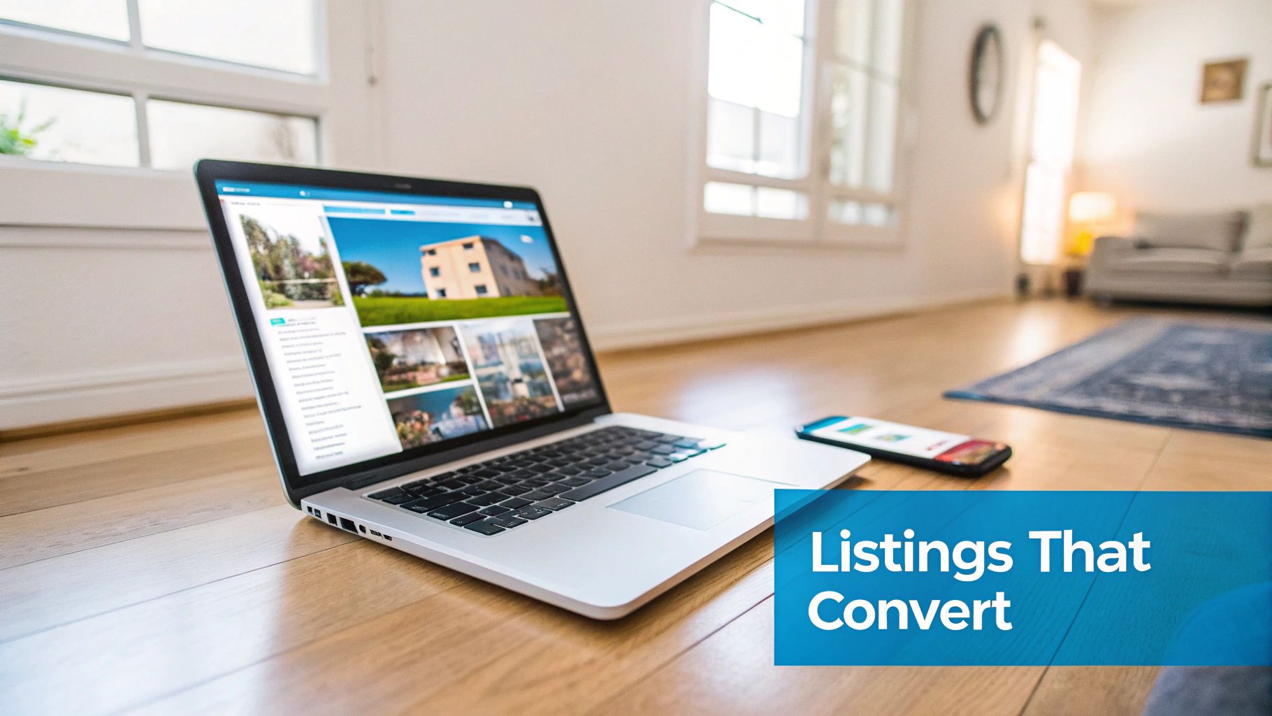 A modern, well-lit apartment kitchen with clean countertops and stainless steel appliances, ready for a rental property listing photo.